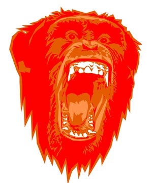 recommend clip art: head of angry chimpanzee in line art style