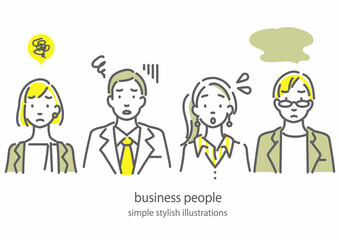 ビジネスウーマンとビジネスマン　シンプルでお洒落な線画イラスト