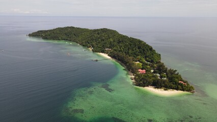 Aerial View of The Manukan, Mamutik and Sapi Islands of Kota Kinabalu, Sabah Malaysia