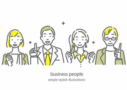 ビジネスウーマンとビジネスマン　シンプルでお洒落な線画イラスト