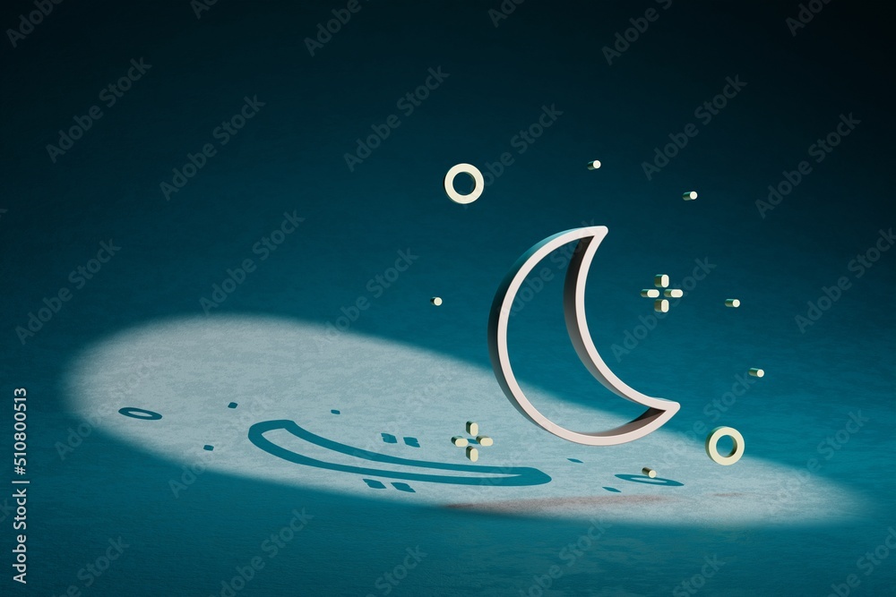 Aufkleber Beautiful abstract illustrations Rocket and start symbol icon on a dark blue background. 3d rendering illustration. Space exploration..