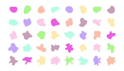 Random abstract blotch shape collection. Modern graphic blobs elements flat style design in pastel tones