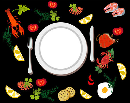set of elements for design food