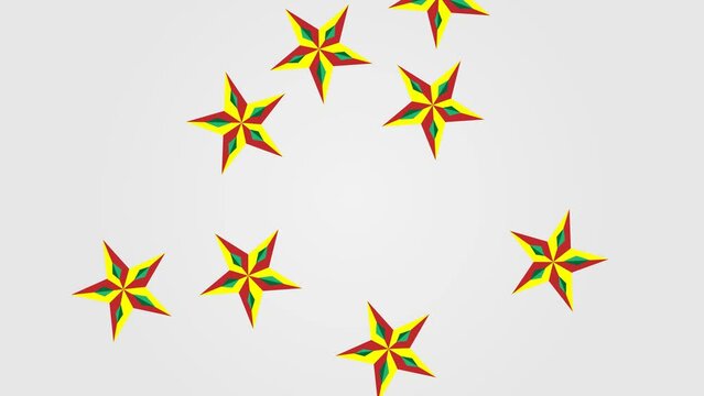 Juneteenth freedom day star background seamless Loop Animation Falling from above on white screen 4K video.