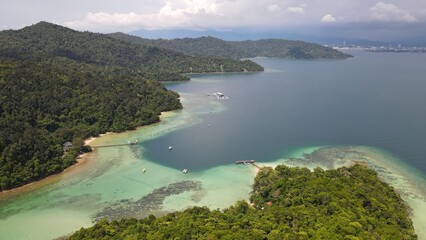 Aerial View of The Manukan, Mamutik and Sapi Islands of Kota Kinabalu, Sabah Malaysia