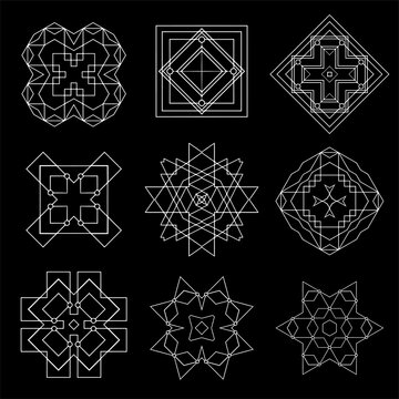 Set of Geometric shapes. Sacred geometry. Alchemy, religion, philosophy, hipster elements.