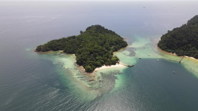 Aerial View of The Manukan, Mamutik and Sapi Islands of Kota Kinabalu, Sabah Malaysia