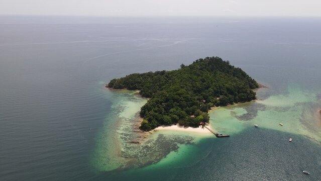 Aerial View of The Manukan, Mamutik and Sapi Islands of Kota Kinabalu, Sabah Malaysia