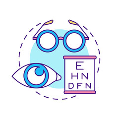 Vision examination concept icon for light theme. Professional ophthalmologist consultation. Eyesight problems treatment abstract idea thin line illustration. Isolated outline drawing