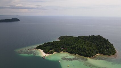 Aerial View of The Manukan, Mamutik and Sapi Islands of Kota Kinabalu, Sabah Malaysia