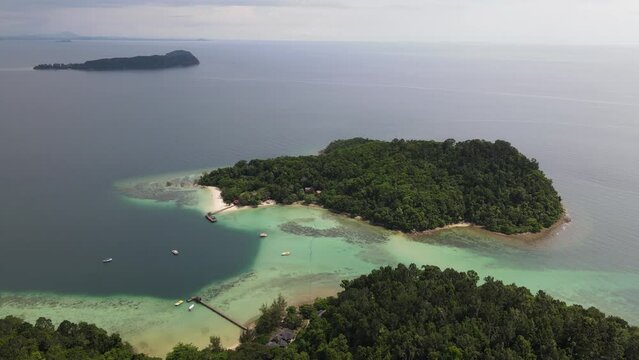 Aerial View of The Manukan, Mamutik and Sapi Islands of Kota Kinabalu, Sabah Malaysia