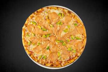 pizza on a black background