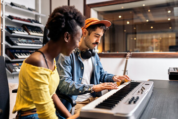 Recording Song in Music Studio