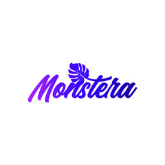 Beautiful Typography Monstera Logo, Monstera Logo