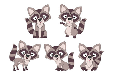 Fototapeta premium cute racoon animal cartoon graphic