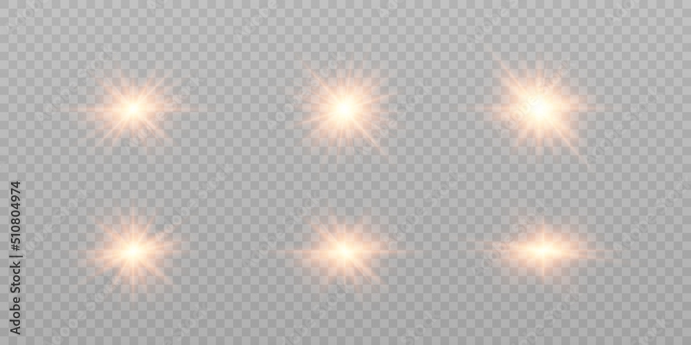 Aufkleber set of flares, lights and lines. abstract golden lights isolated on transparent background. bright l