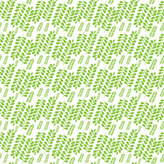 Vector pattern of green leaves on a white background