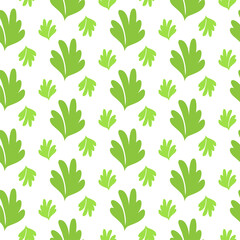 Vector pattern of green leaves on a white background