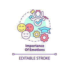 Importance of emotions concept icon. Student motivation. Principle of learning abstract idea thin line illustration. Isolated outline drawing. Editable stroke. Arial, Myriad Pro-Bold fonts used