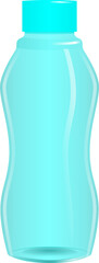 Curved aqua colored transparent plastic tumbler bottle