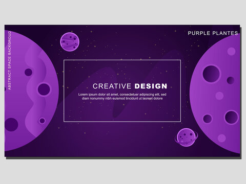 Purple planet illustration. Purple background concept in space with purple planets. Can be used for presentations, magazines, pamphlets, annual reports, posters and business cards.