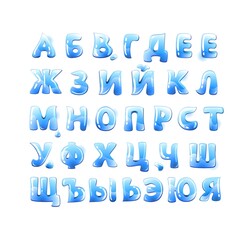 Fresh blue water cyrillic font illustration