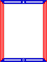 Obraz premium American abstract flag red blue border frame with empty space for your text. 
