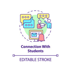 Connection with students concept icon. Contact to ask question. Learning environment abstract idea thin line illustration. Isolated outline drawing. Editable stroke. Arial, Myriad Pro-Bold fonts used