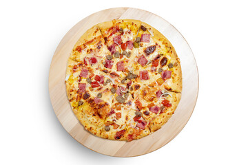 Pizza with beef, onion, and pepper