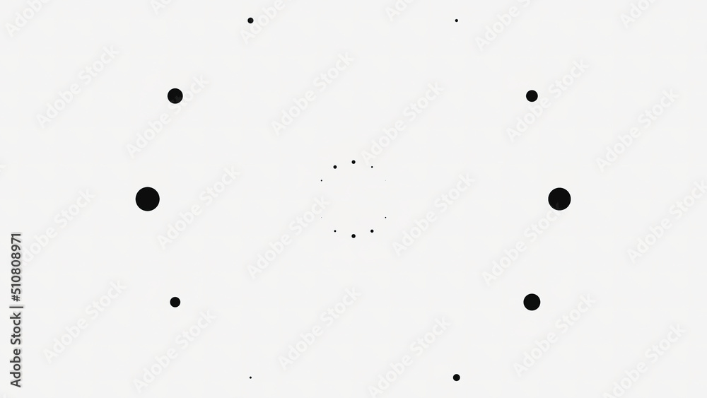 Aufkleber animation with black pulsating dots in circle. animation. black dots in three rows pulsate in circle