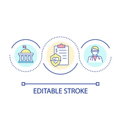 Health insurance plan loop concept icon. Government paying for healthcare abstract idea thin line illustration. Government-funded services. Isolated outline drawing. Editable stroke. Arial font used
