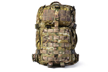 Military backpack isolated on a white background.