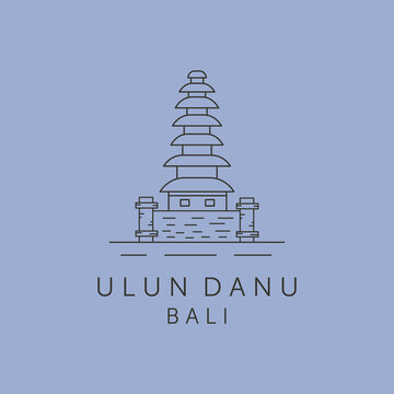 Ulun Danu Bali Icon Line Art Logo Vector Symbol Illustration Design