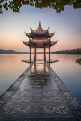 ancient Jixian Pavilion at West Lake, Hangzhou, China