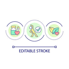 Herb-drug interactions loop concept icon. Integrative medicine abstract idea thin line illustration. Medical treatments. Improve wellness. Isolated outline drawing. Editable stroke. Arial font used