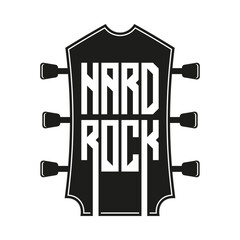 Black hard rock logo with an inscription and a guitar head