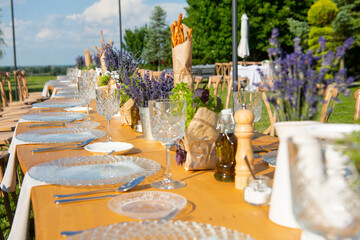 Beautifully arranged celebration table with lavender