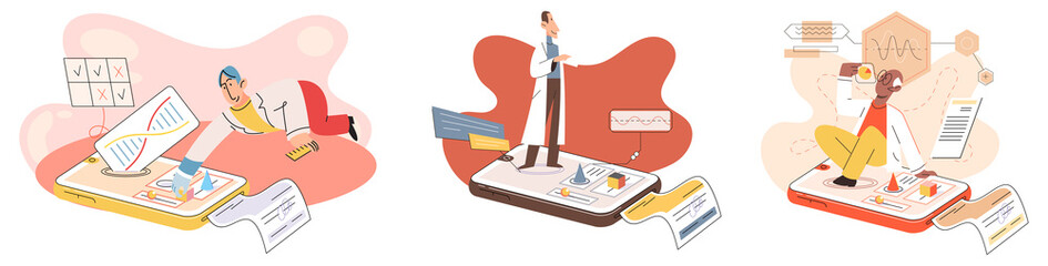 Online medical consultation and support metaphor. Online doctor. Healthcare services, Ask doctor. Tele medicine e-health service. Therapist videocalling phone screen. Diagnosis treatment of patients