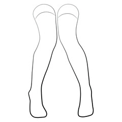 Women stocking outline simple minimalist vector icon. Female legs. Outline attractive foot, vector illustration. Woman leg vector isolated on white background.