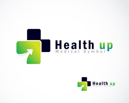 Health Up Logo Creative Sign Symbol Arrow Design Concept Plus