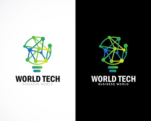 world tech logo creative innovation science bulb logo creative design concept