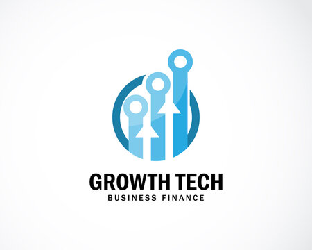 Growth tech logo creative business financial arrow design web graphic