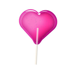 Translucent pink heart-shaped lollipop on a stick