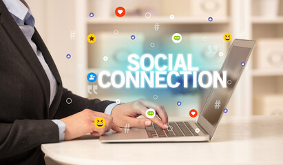 Freelance woman using laptop concept