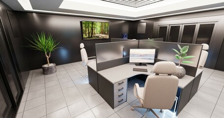 Fototapeta na wymiar Realistic 3D Render of Office Interior