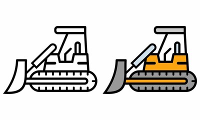 Illustration Vector Graphic of bulldozer vehicle, construction equipment, work icon