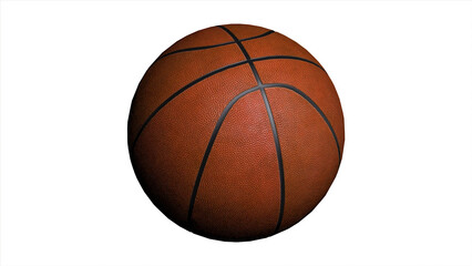 Seamless Looping Animation of Basketball ball on white background. Sport and Recreation Concept. Animation of a basketball ball