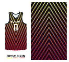 basketball jersey pattern design template. orange abstract background with  gradient line motif for fabric pattern. basketball, running, football and training jerseys. vector illustration
