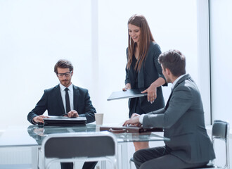 business people are preparing to start a business meeting