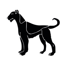 Vector hand drawn doodle sketch black welsh terrier dog isolated on white background